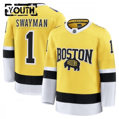 Dresovi Boston Bruins Fanatics NHL Stadium Series Premium Jeremy Swayman 2025-26 Gold - Dječji