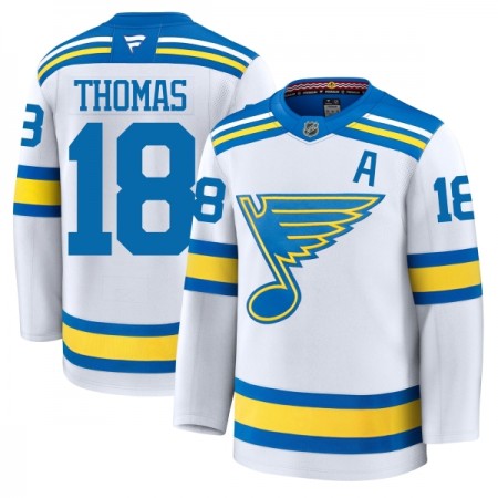 Dresovi St. Louis Blues Fanatics Premium Robert Thomas 2025-26 Gostujući Bijela - Muške Dresovi St. Louis Blues Fanatics Premium Robert Thomas 2025-26 Gostujući Bijela - Muške